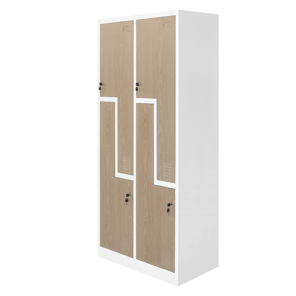 Метален гардероб 4 отделения Z-врати RFG 800/450/1850 кехлибарен дъб-бяло